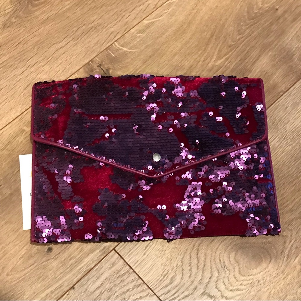 A New Day Dark Purple Sequin Crush Velvet Clutch - Picture 2 of 2